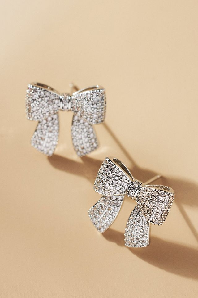 Shashi Petite Pavé Bow Earrings | Anthropologie