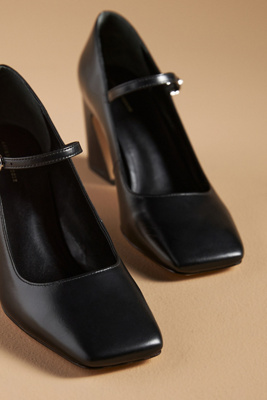 Mary Jane In Pelle Vegana Feversole, Punta Quadrata, Tacco Basso 2 Cm, Slip-on Con Fibbia Facile, Perfette Per Tutti I Giorni