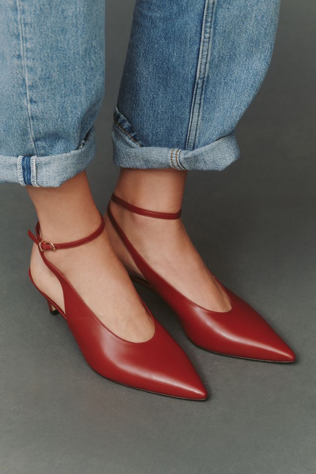 By Anthropologie Ankle-Wrap Kitten Heels #1
