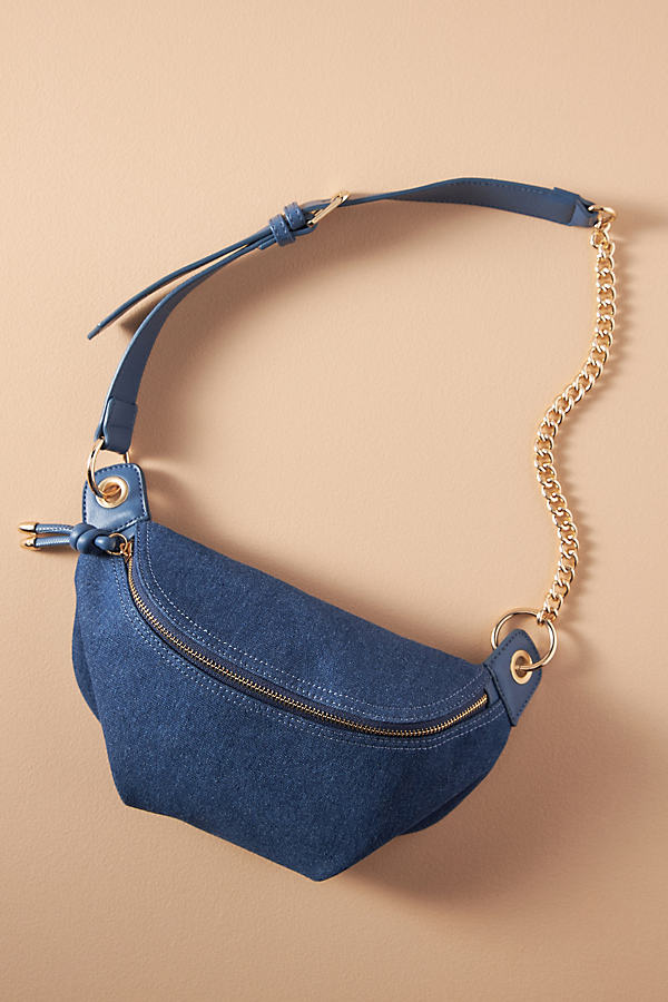 Shop Mali + Lili Evelyn Denim Sling Bag In Blue