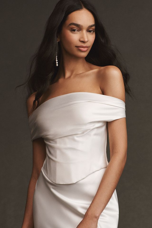 Watters Donovan Off-The-Shoulder Satin Corset #1