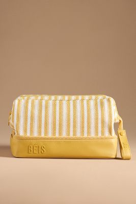 Beis Béis The Striped Dopp Kit In Yellow