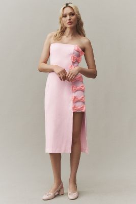 BHLDN LIA STRAPLESS BOW MIDI DRESS 