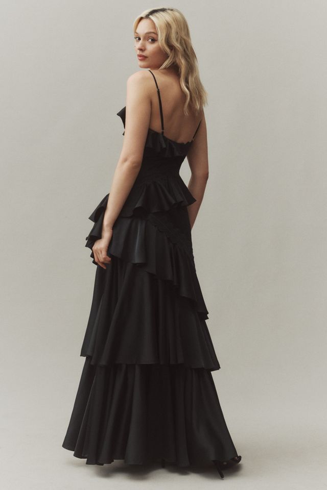 BHLDN Elora Sleeveless V-Neck Ruffle Lace Maxi Dress #1