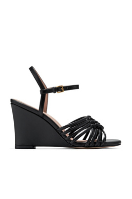 Cole Haan Jitney Knot Ankle Strap Wedge Sandal In Black