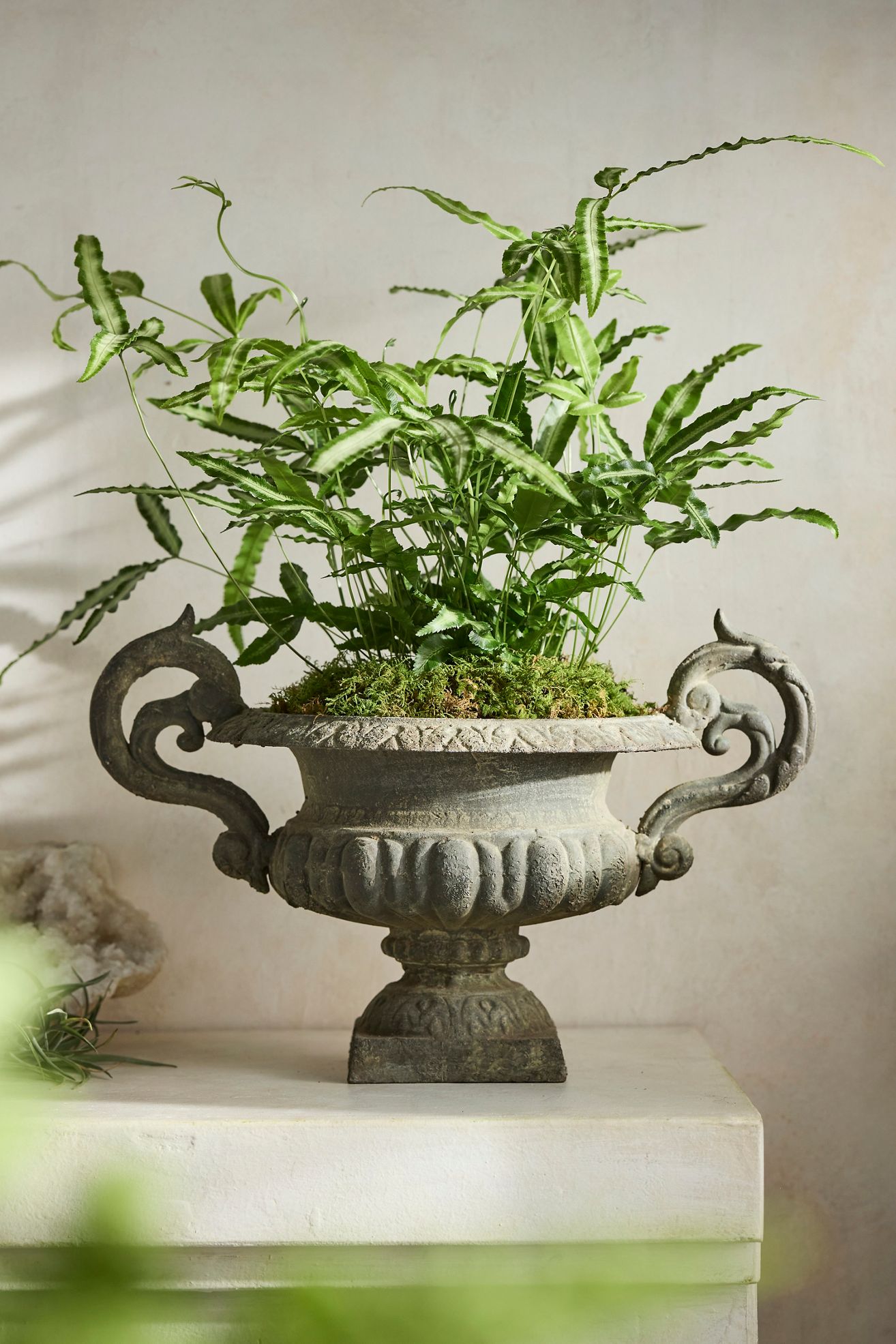 Cast Iron Handled Urn - Green, 16"