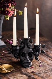 Oaxacan Clay Skull Taper Holder