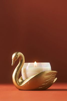 Shop By Anthropologie Camille Floral Sueded Rose Swan Candle