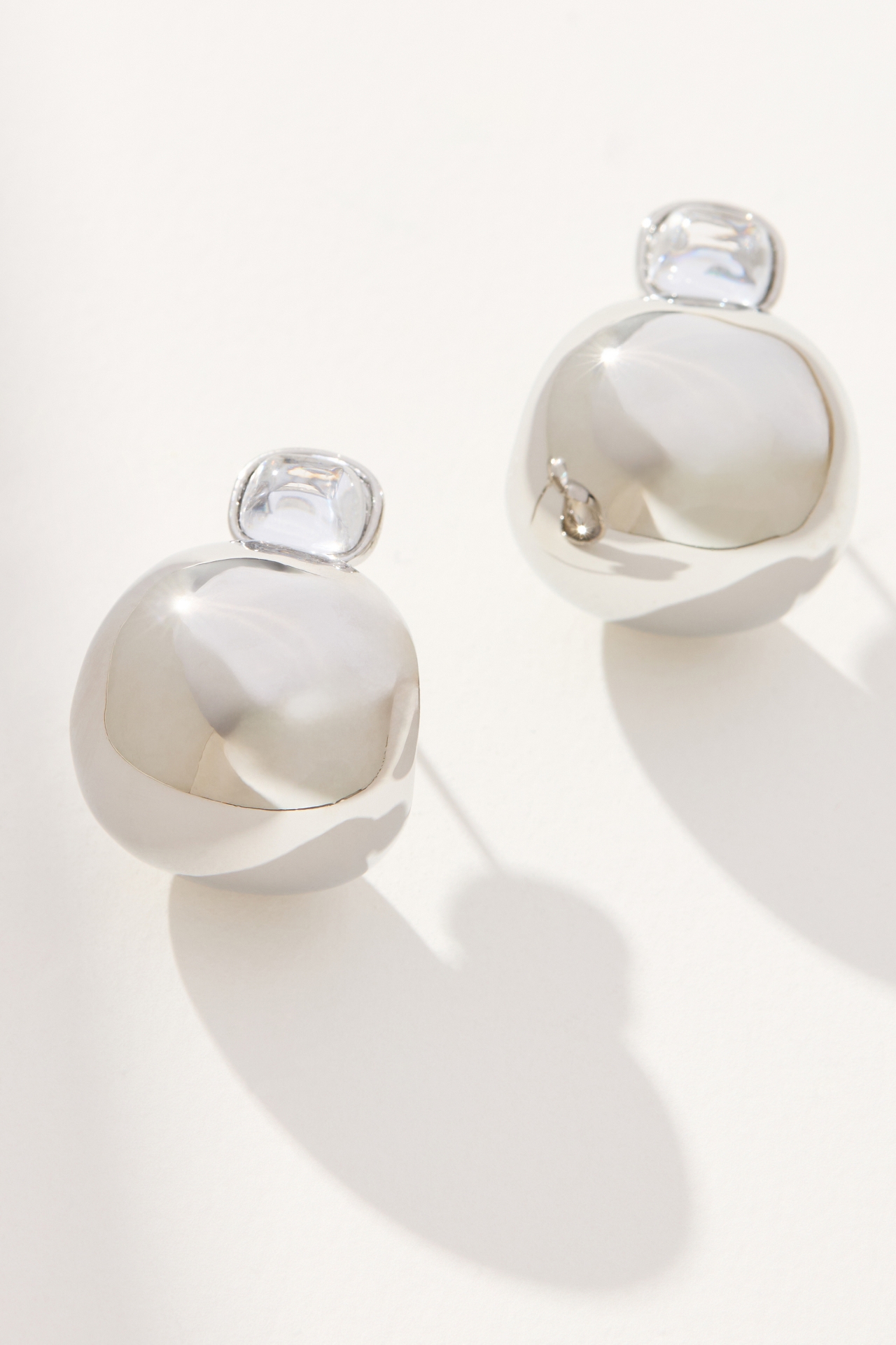 Gem-Topped Curved Drop Earrings