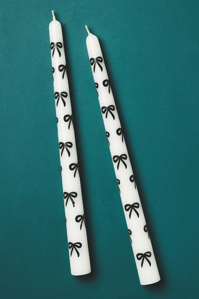 Handpainted Bow Taper Candles, Set of 2 #1