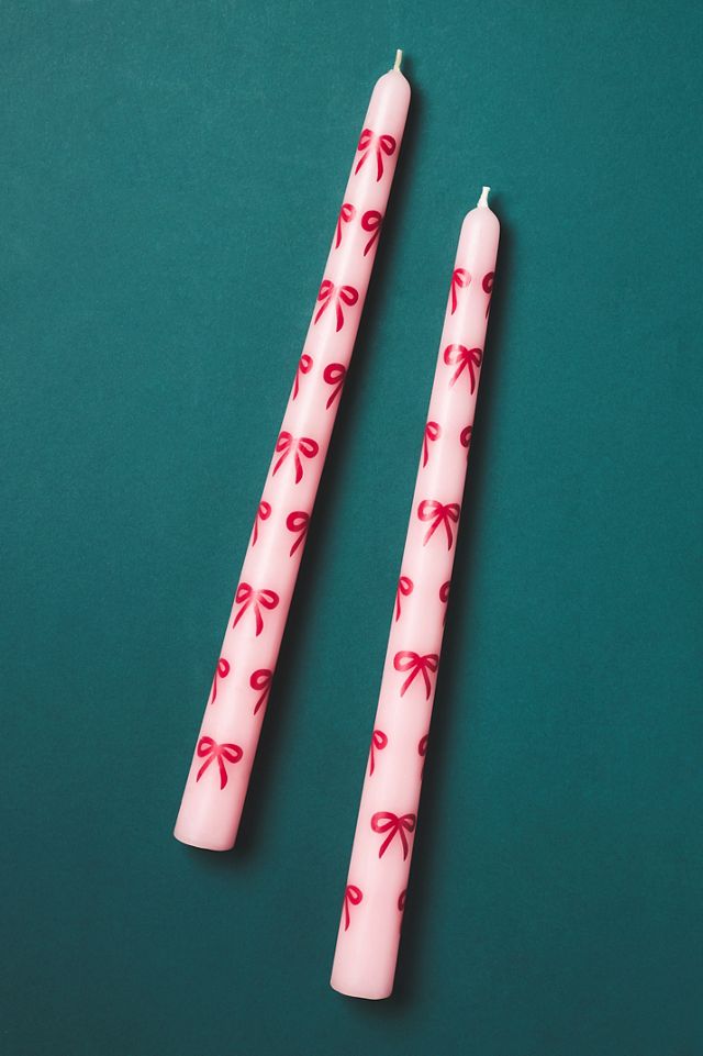 Handpainted Bow Taper Candles, Set of 2 #1