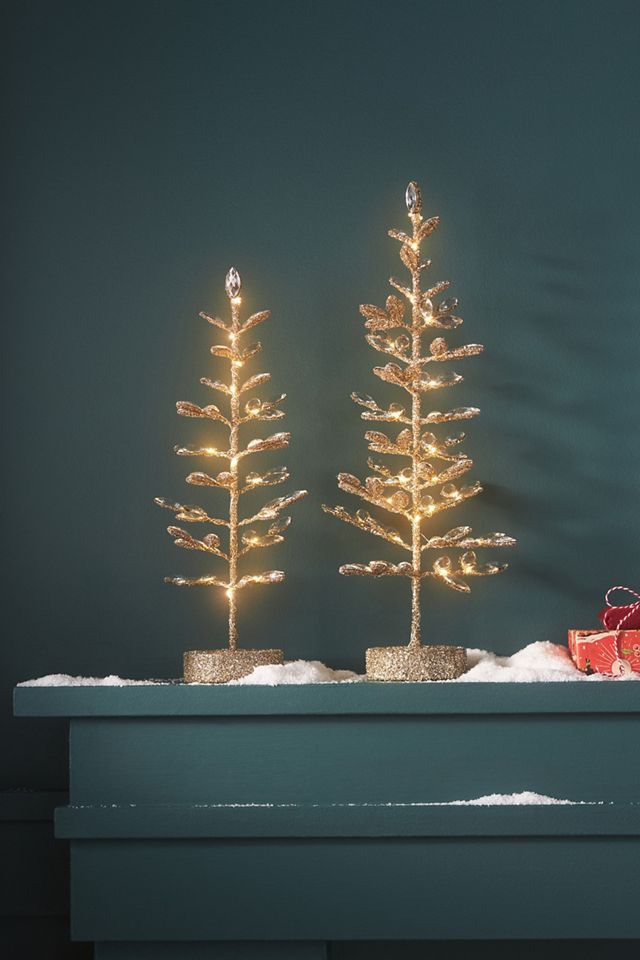 Crystal Leaves Light-Up Gold Tree #2