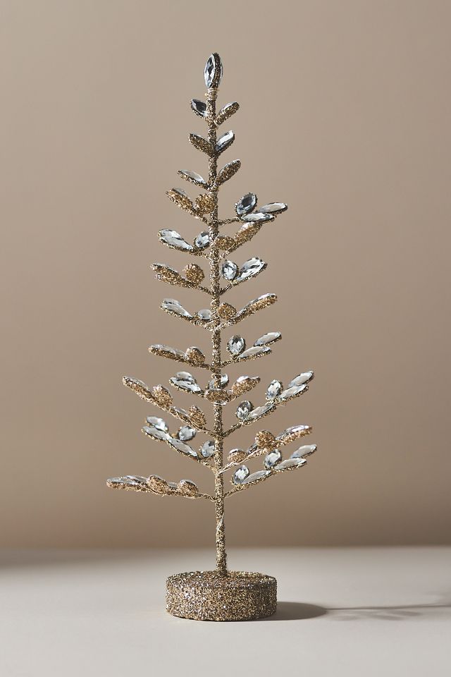 Crystal Leaves Light-Up Gold Tree #1