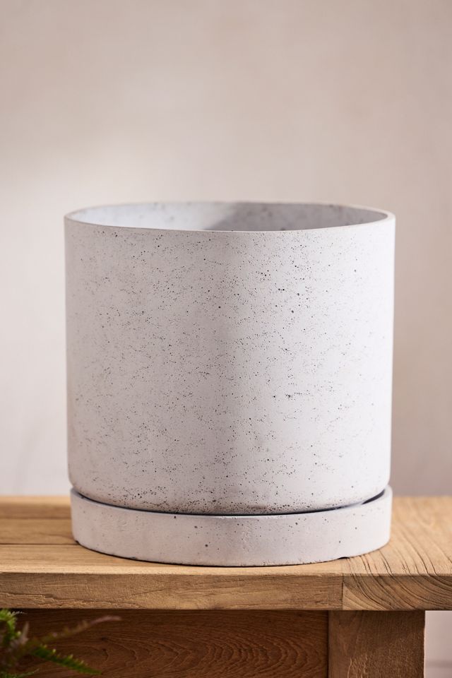 Cement Cylinder Pot + Saucer Set #1