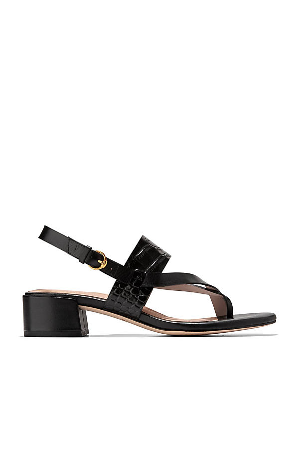Shop Cole Haan Anica Lux Thong Block-heel Sandals In Black