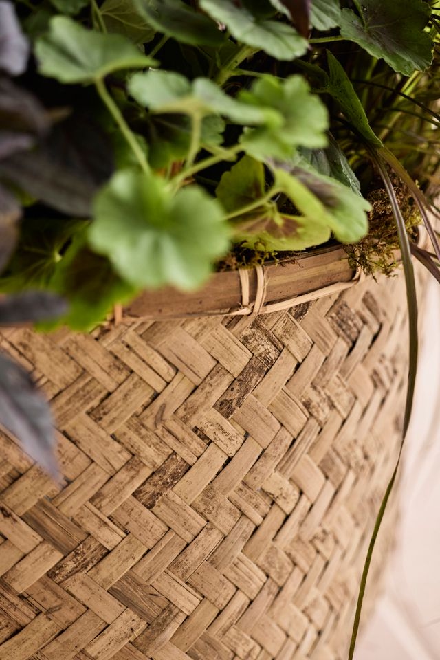 Woven Bamboo + Fiber Square Base Planter, Low #1