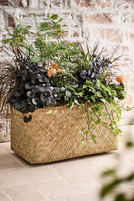 TERRAIN WOVEN BAMBOO + FIBER TROUGH PLANTER 