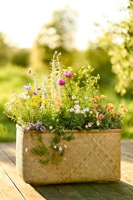 Woven Bamboo + Fiber Trough Planter