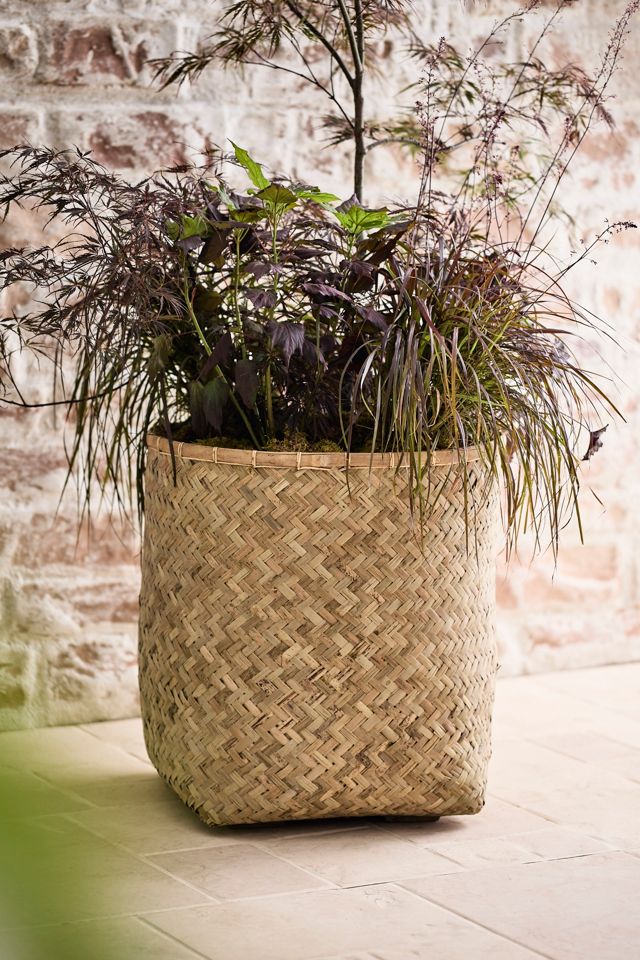 Woven Bamboo + Fiber Square Base Planter #2