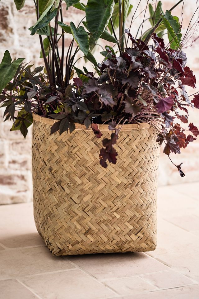 Woven Bamboo + Fiber Square Base Planter #3