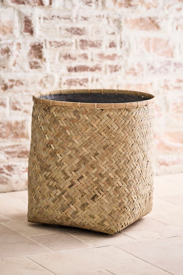 Woven Bamboo + Fiber Square Base Planter #5