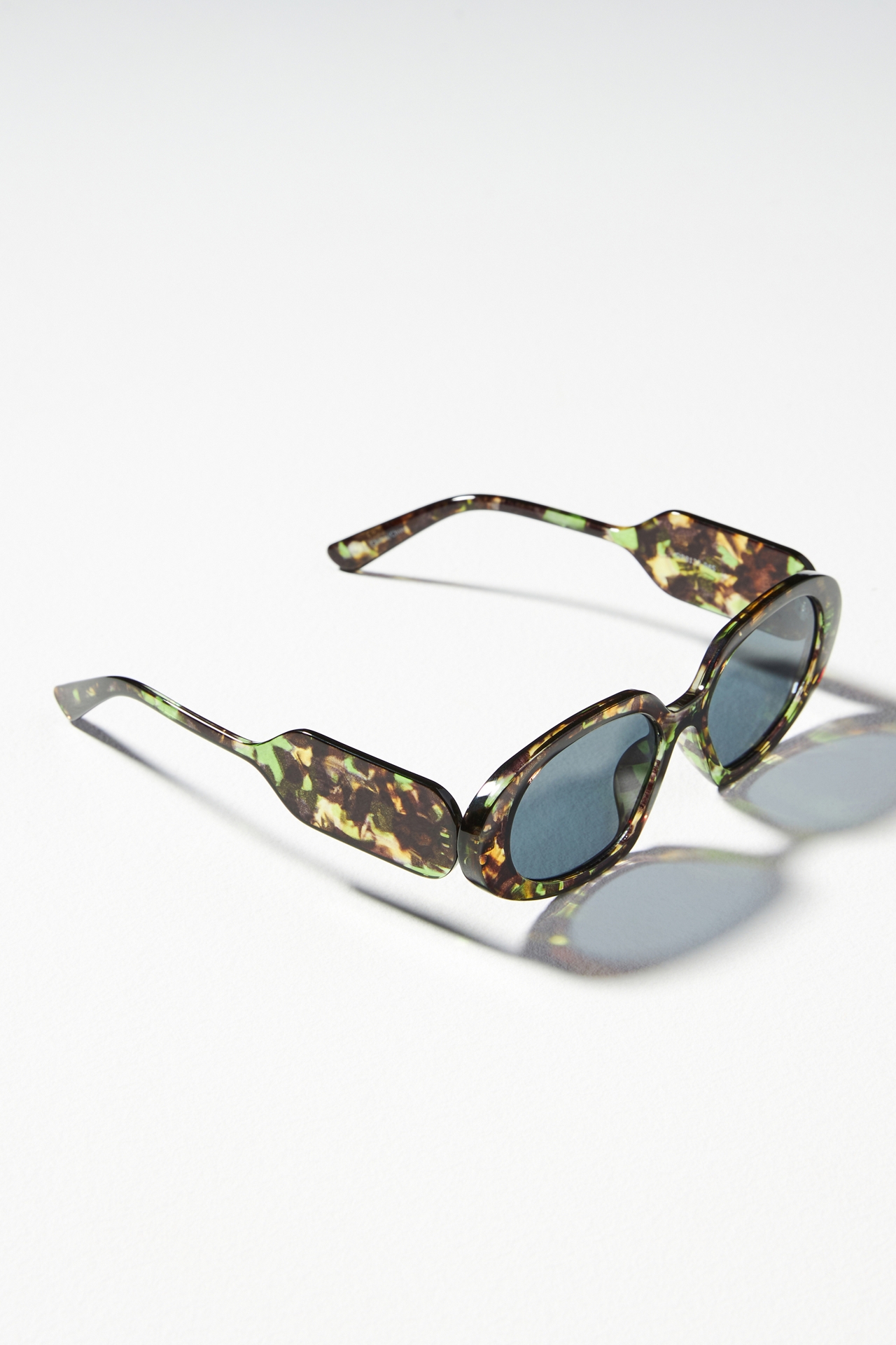 Green Tort Oval Sunglasses