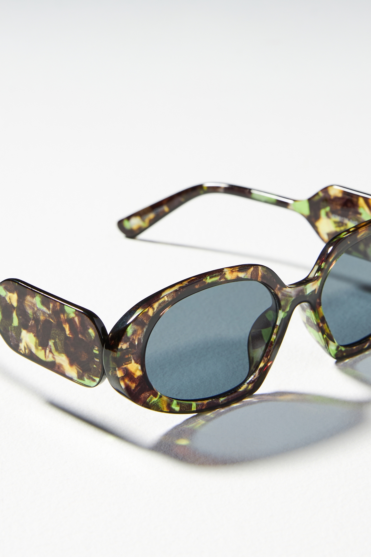 Green Tort Oval Sunglasses