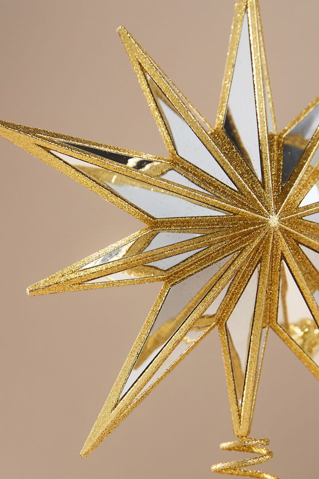 10-Point Gold Mirrored Star Tree Topper #1