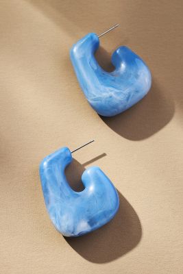 By Anthropologie Looped Resin Hoop Earrings In Blue