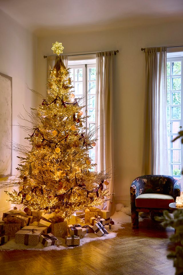 Light-Up Shooting Glass Star Tinsel Tree Topper #3
