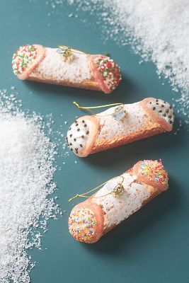 Anthropologie Cannoli Glass Ornaments, Set Of 3 In Multi