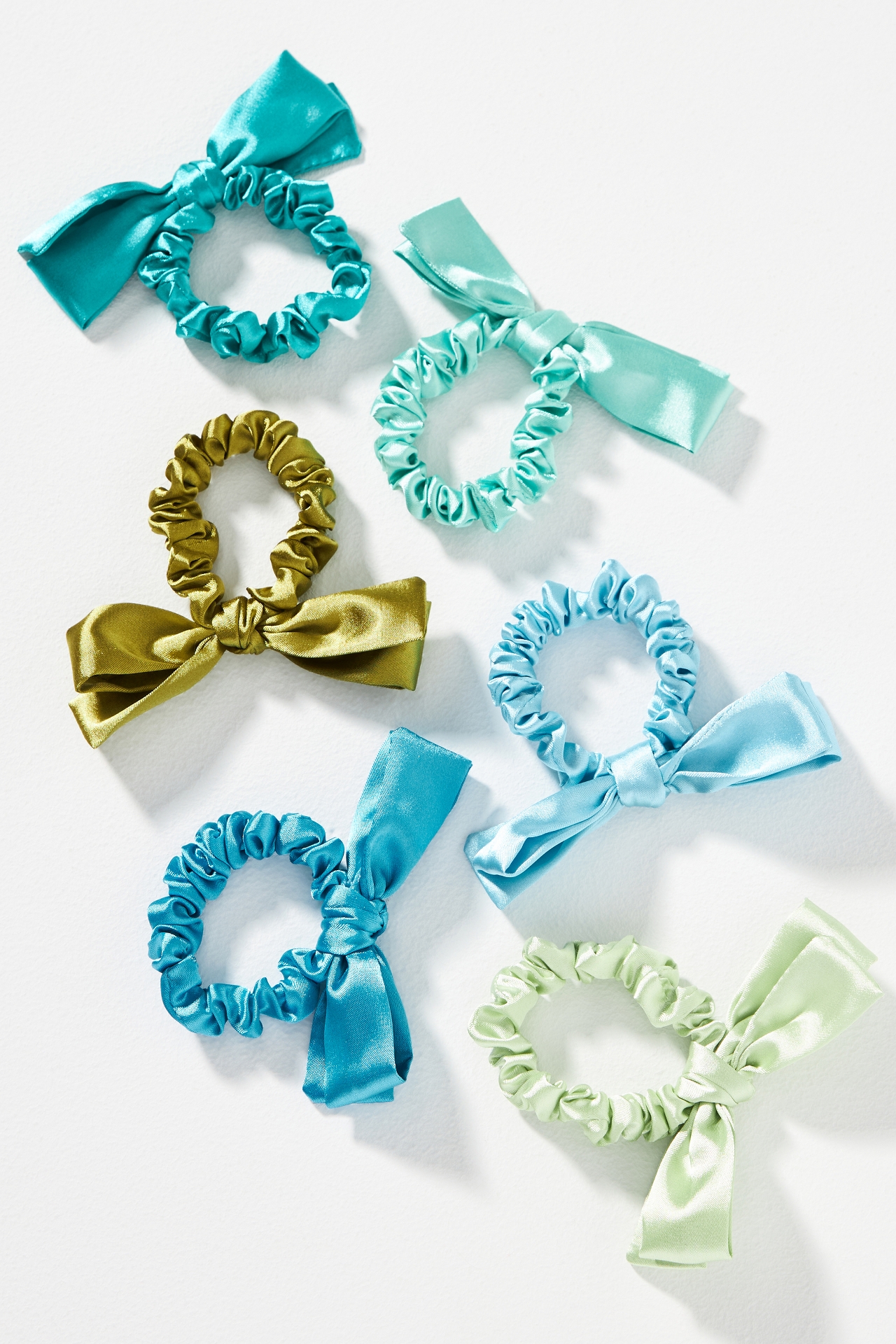 Satin Bow Hair Ties, Set of 6