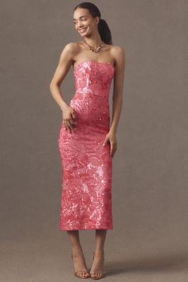 BHLDN Juliet Strapless Tulle Ruffle Midi Dress | Anthropologie