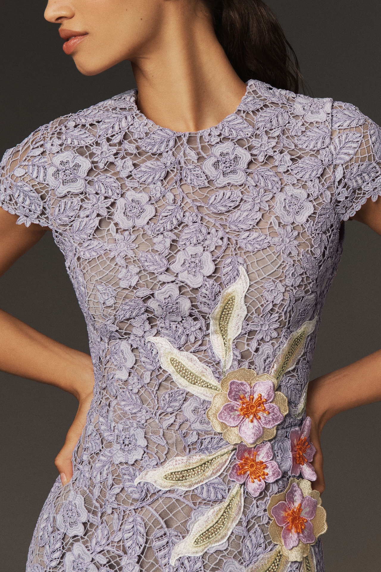 Helsi Paloma Cap-Sleeve Floral Crochet Lace Mini Dress