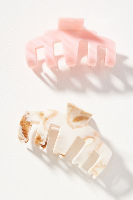 By Anthropologie Wide Tooth Hair Claw Clips, Set Of 2 In Pink
