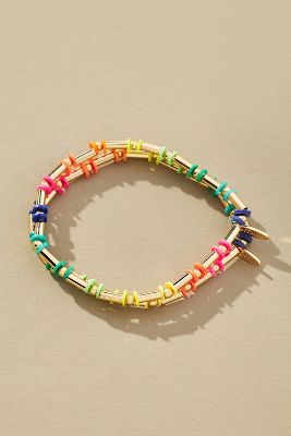 Shop By Anthropologie Rubber Band Stretch Bracelets, Set Of 2 In Multicolor