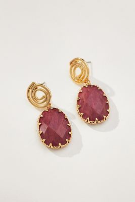 Shop By Anthropologie Gold-plated Mini Spiral Stone Drop Earrings In Pink