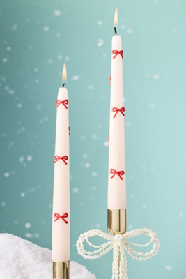 Anthropologie Icon Holiday Taper Candles, Set Of 2 In White