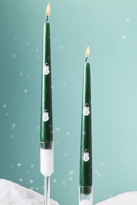 Anthropologie Icon Holiday Taper Candles, Set Of 2 In Green