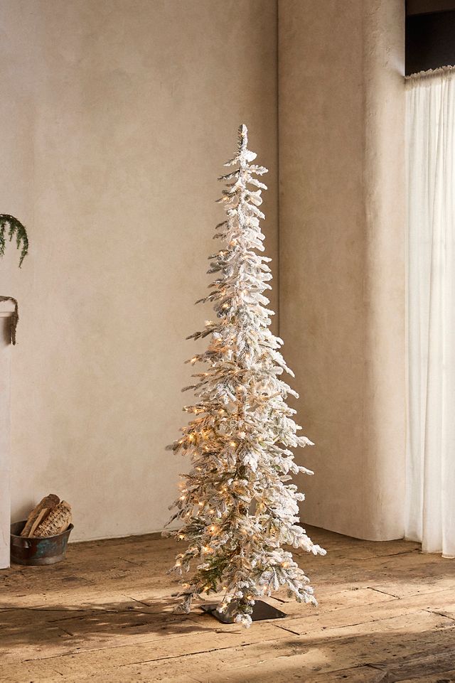 Faux Flocked Pre-Lit Alpine Fir #4