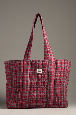 Shop Damson Madder Checked Tote Bag In Red