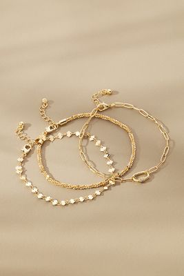 Shop By Anthropologie Assorted Anklets, Set Of 3 In Gold