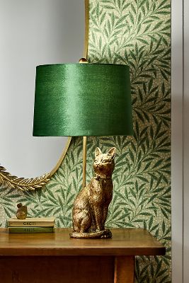 Anthropologie Leonie Cat Table Lamp In Green