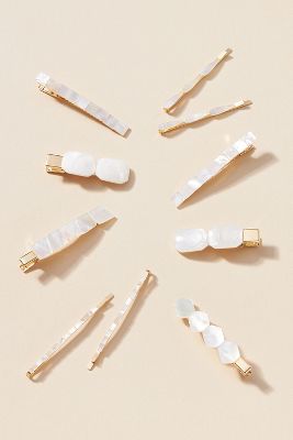 Shop By Anthropologie Mother-of-pearl Hair Clips, Set Of 10 In White