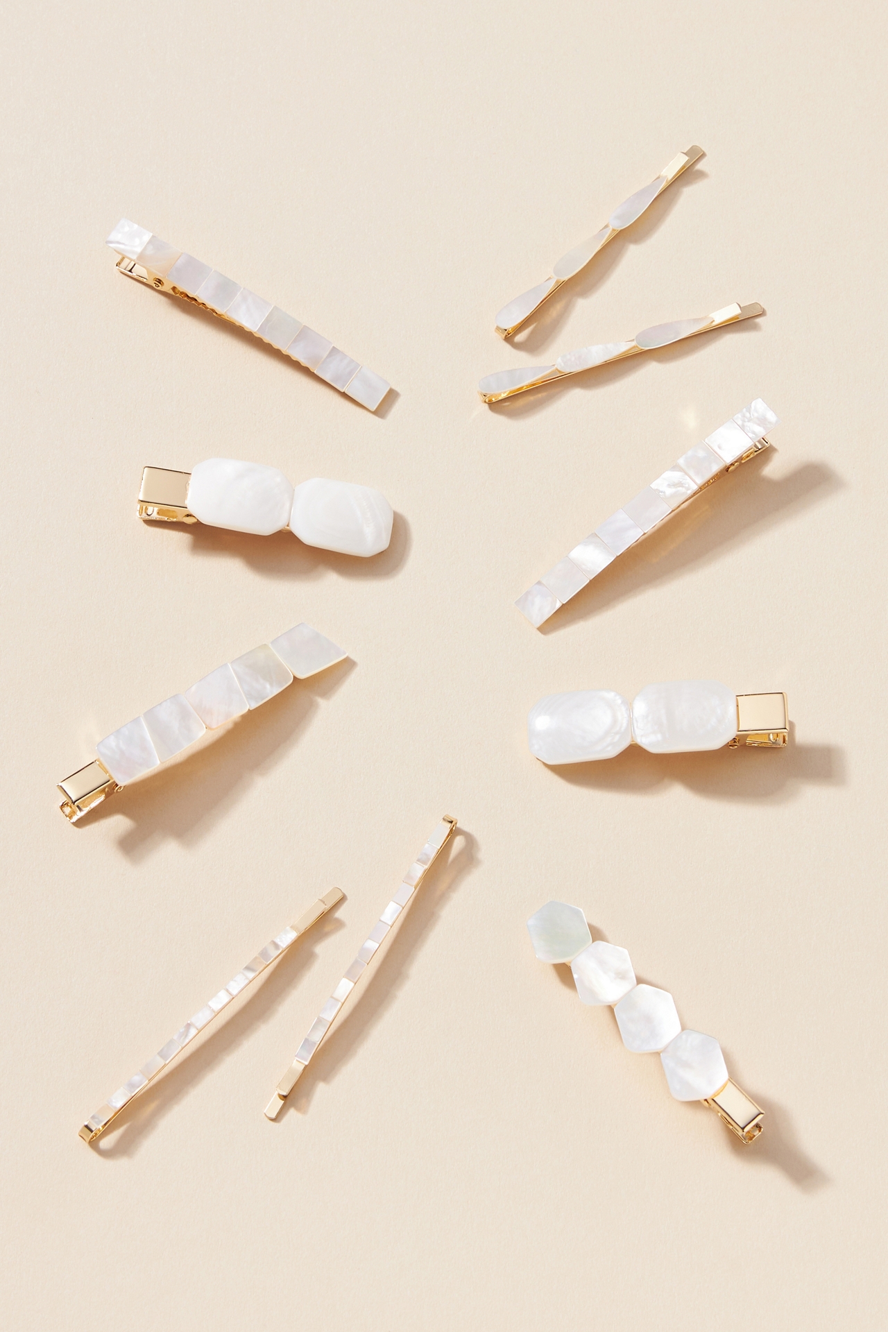 Mother-of-Pearl Hair Clips, Set of 10