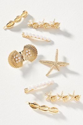 Shop By Anthropologie Sea Life Hair Clips, Set Of 8 In Gold