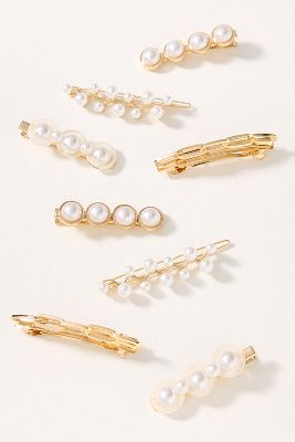 Shop By Anthropologie Bubble Pearl Hair Clips, Set Of 8 In White