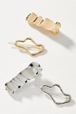 Shop By Anthropologie Molten Metal Barrettes, Set Of 4 In Gold