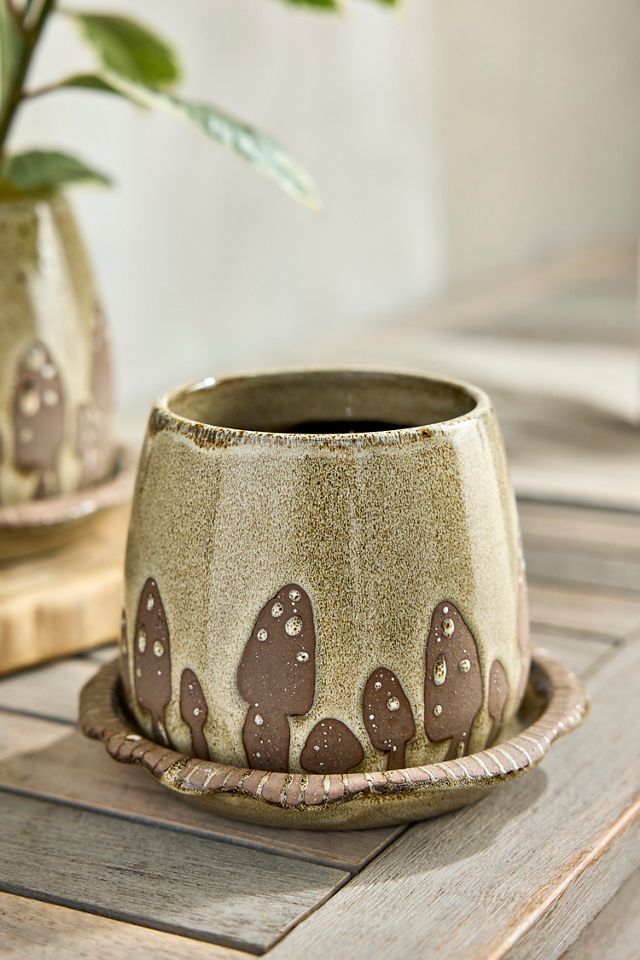 Mushroom Ceramic Pot + Saucer Set #2