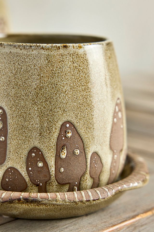 Mushroom Ceramic Pot + Saucer Set #1